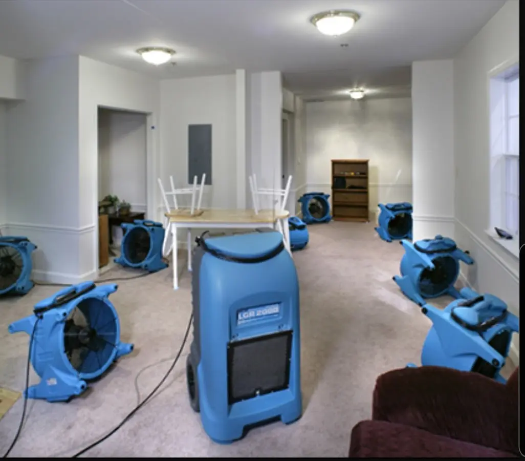 Air movers and dehumidifier setup for Water Extraction & Removal in West Frankfort
